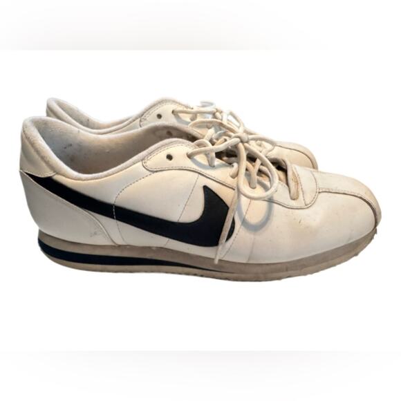 Nike Men’s Cortez (‘07) White and Blue Swoosh Sneakers (Size 12) - Picture 1 of 6